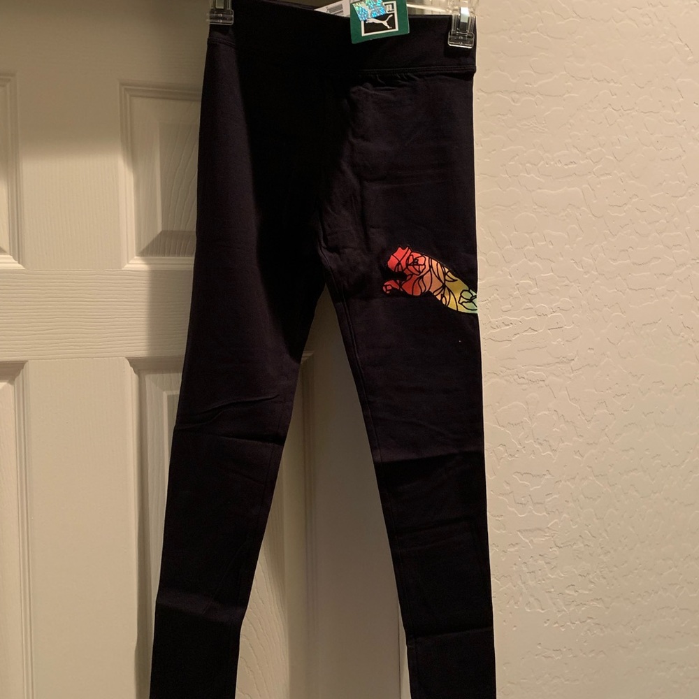 NWT PUMA girls size large logo leggings